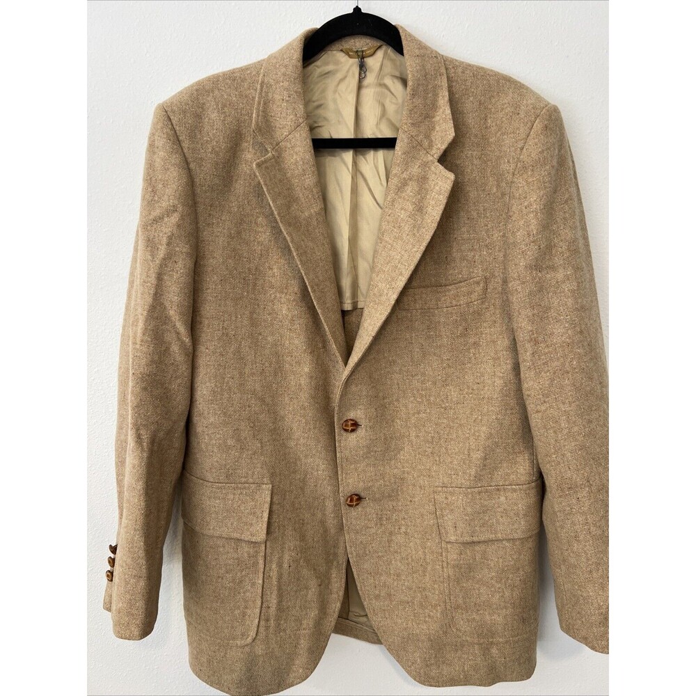 Vintage Derby of San Francisco Mens Sport Coat Blazer Jacket Tweed Tan Size‎ 44